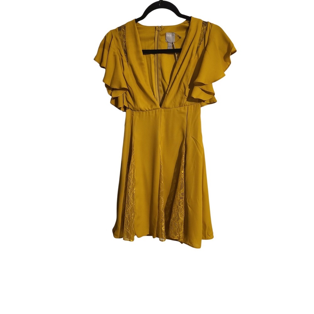 Asos Dress Size‎ 4 Gold Satin with Lace